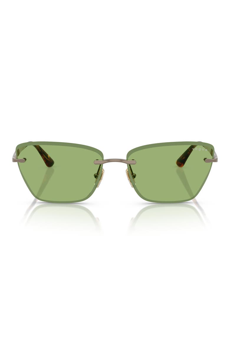 59mm Rimless Cat Eye Sunglasses, Main, color, LIGHT BROWN