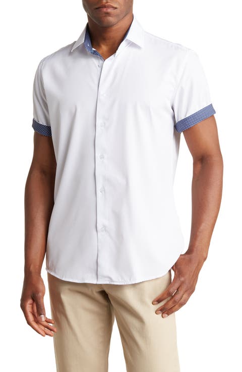 Slim Fit Short Sleeve Performance Stretch Button-Up Shirt