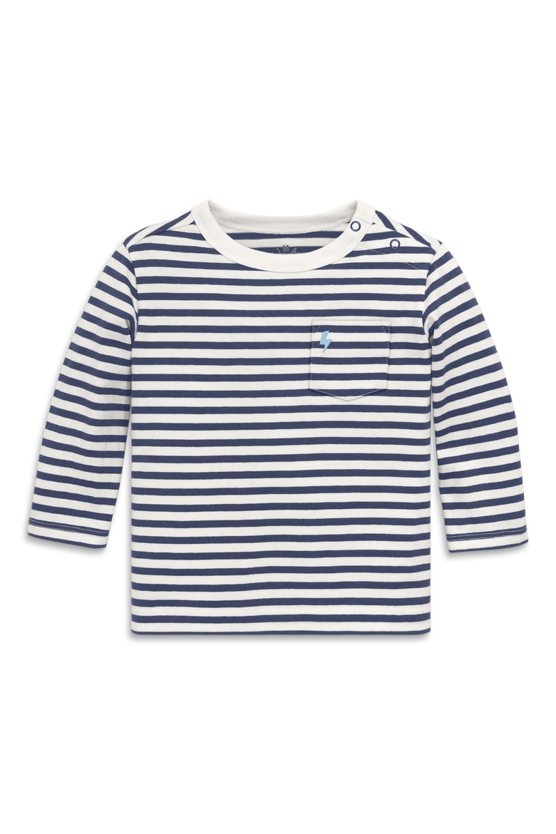 Baby Long Sleeve Embroidered Stripe Tee, Main, color, Ivory Sunwashed Navy Stripe