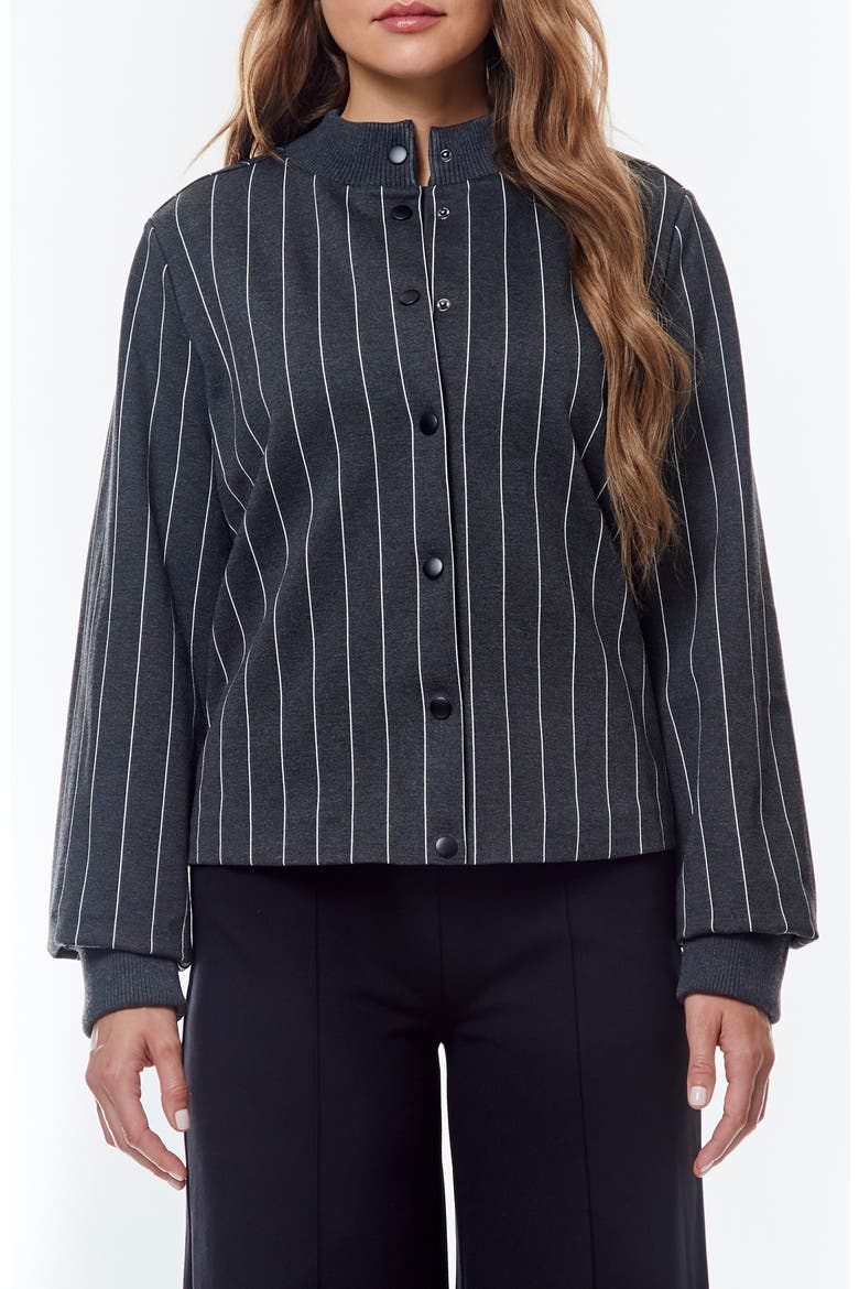Ponte Jacket, Main, color, CHARCOAL GREY/ WHITE PINSTRIPE