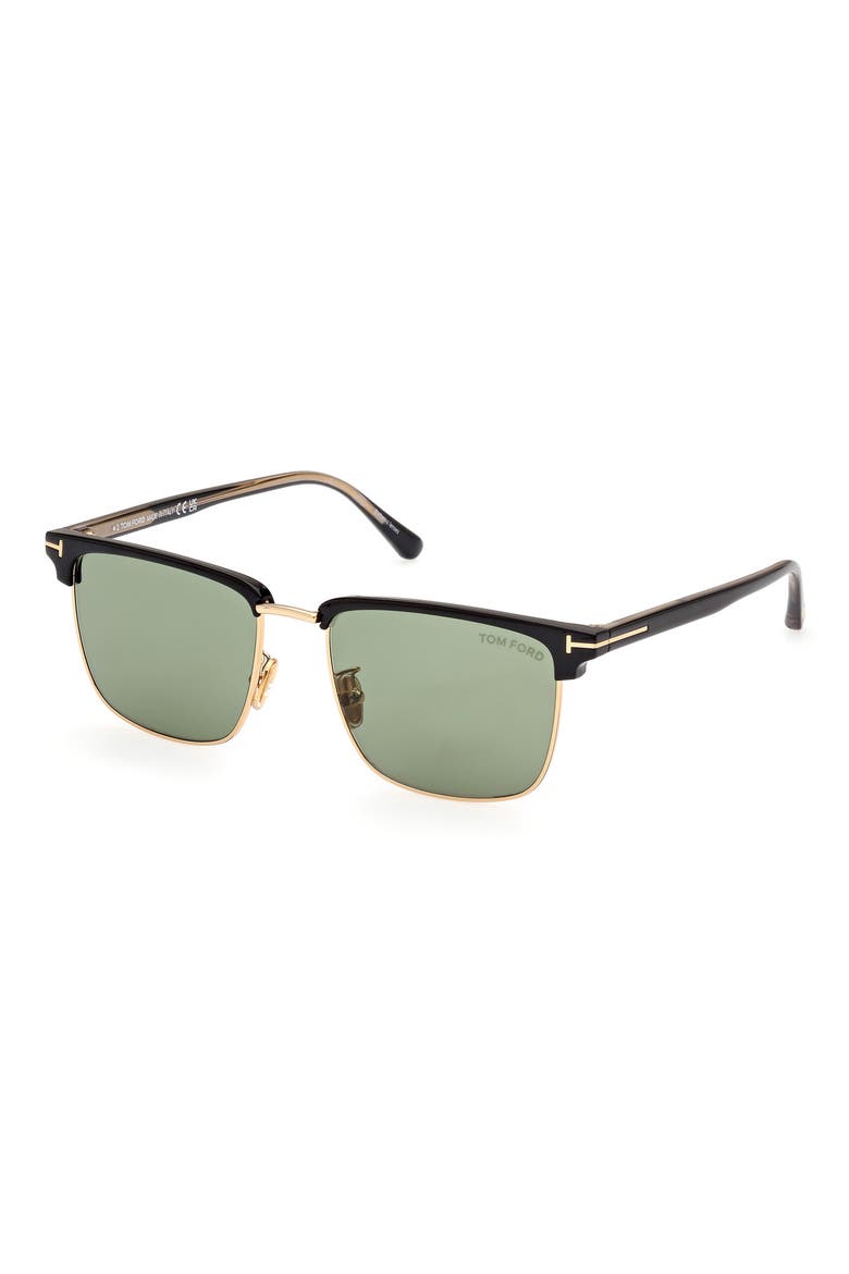 Hudson-02 55mm Square Sunglasses, Alternate, color, SHINY BLACK / GREEN
