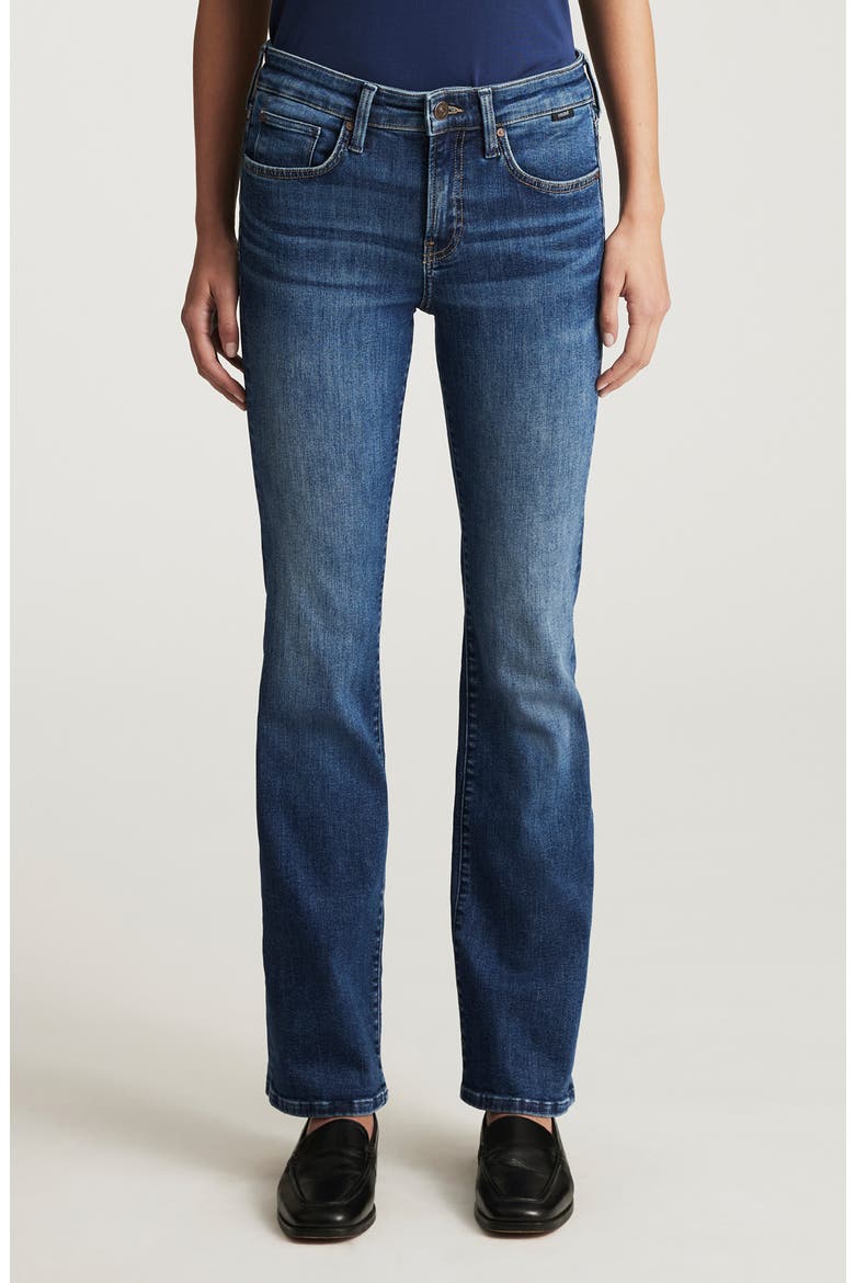 New York High Waist Ankle Straight Leg Jeans, Main, color, DARK BRUSHED FLEX BLUE