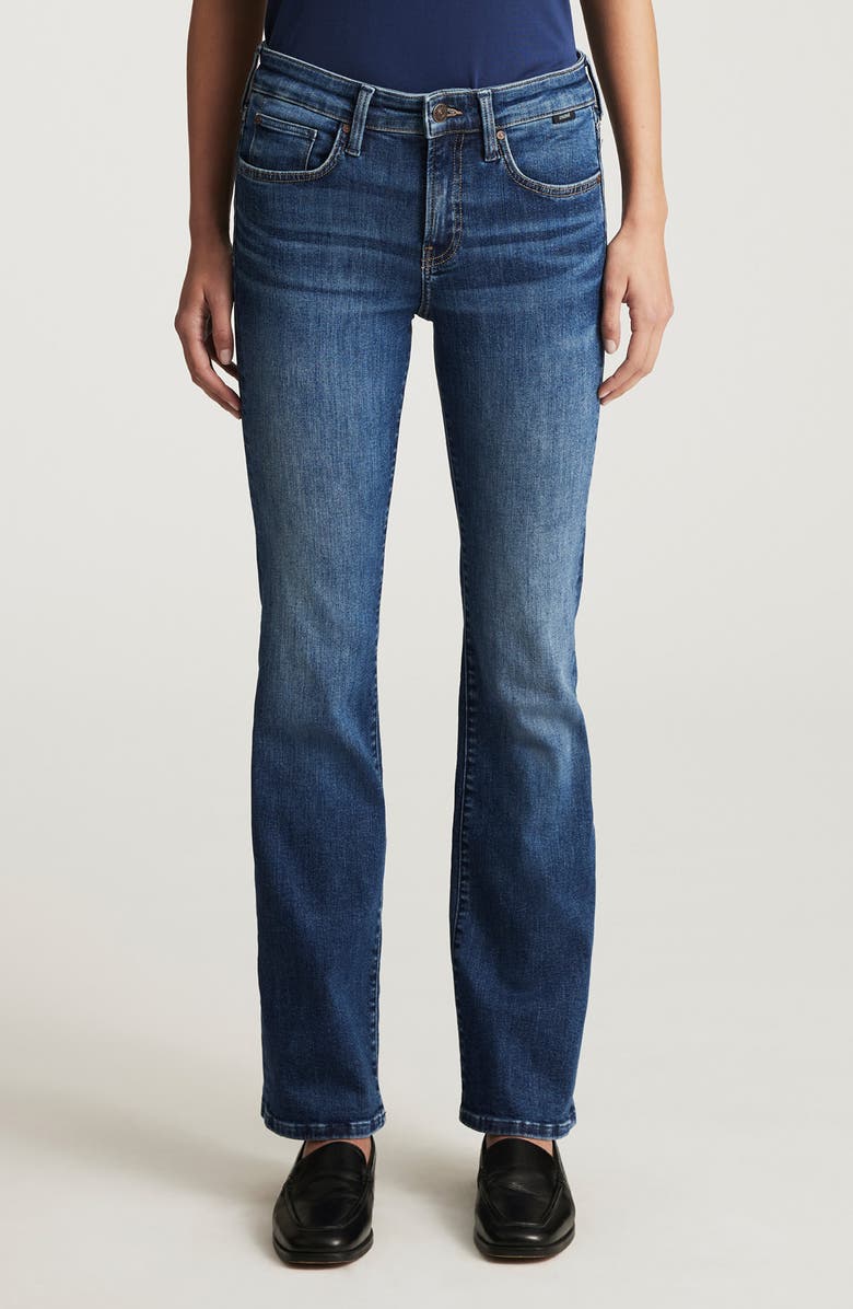 Mavi Jeans New York High Waist Ankle Straight Leg Jeans, Main, color, Dark Brushed Flex Blue