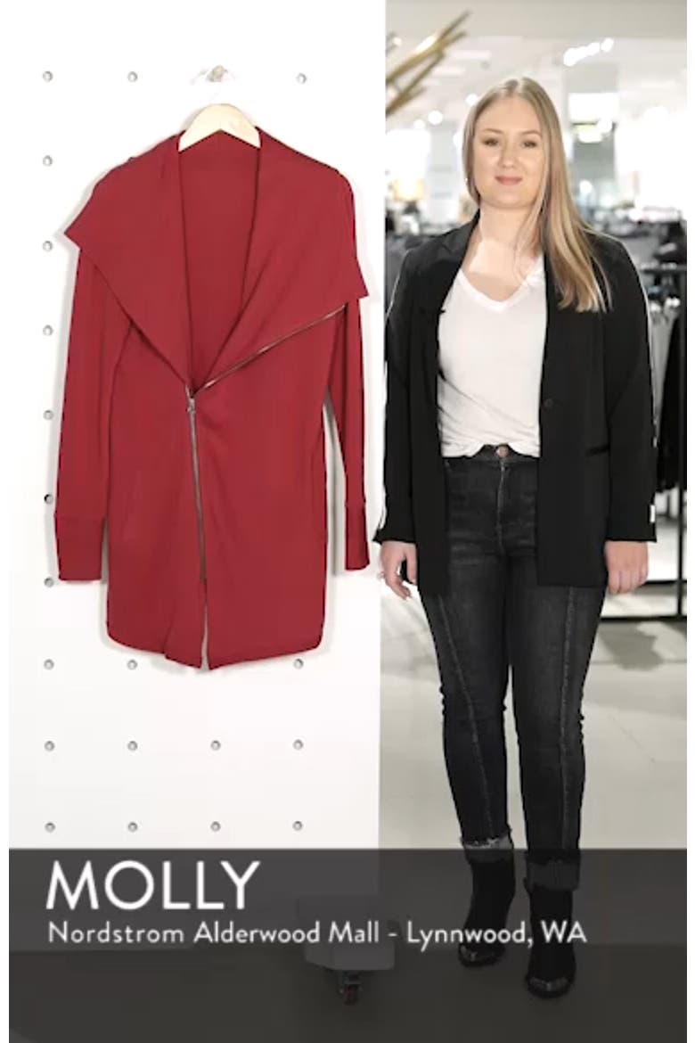 Asymmetrical Drape Collar Terry Jacket video