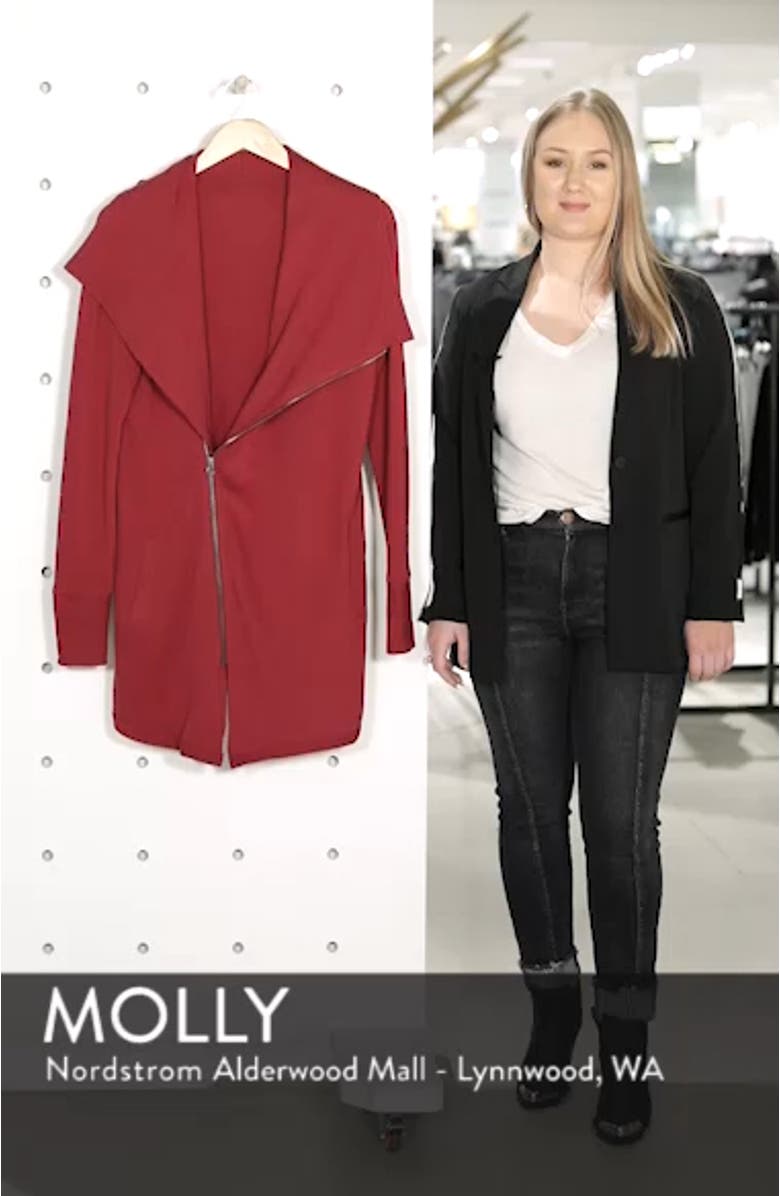 Asymmetrical Drape Collar Terry Jacket, sales video thumbnail