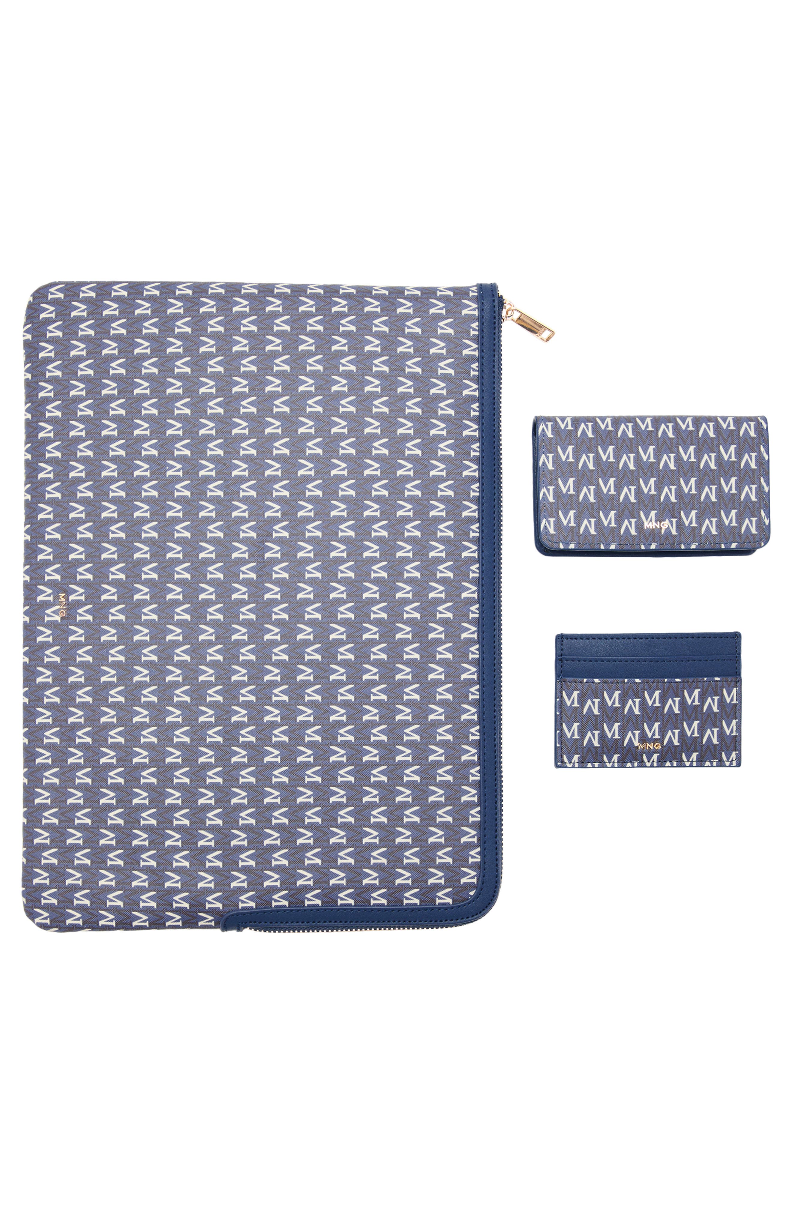 MANGO Monogram Logo Laptop Case, Alternate, color, Navy
