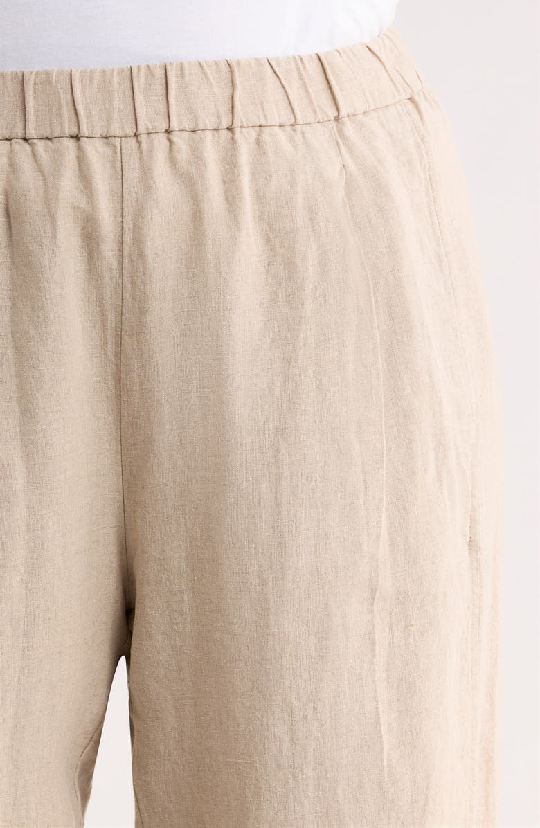 Eileen Fisher Pleated Organic Linen Ankle Lantern Pants, Alternate, color, Undyed Natural