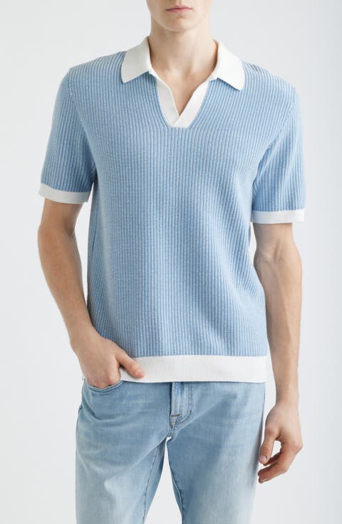 Johnny Collar Tuck Stitch Polo