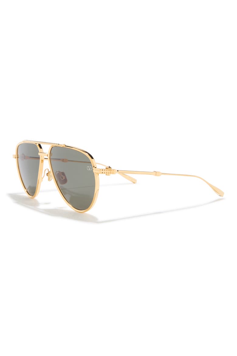 V-Stud II 59mm Aviator Sunglasses, Alternate, color, GOLD GOLD GREEN