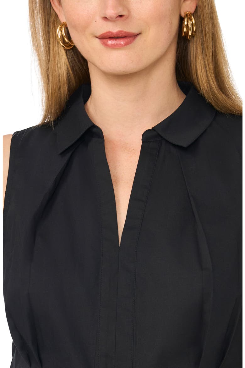 Tie Front Sleeveless Cotton Shirt, Alternate, color, RICH BLACK