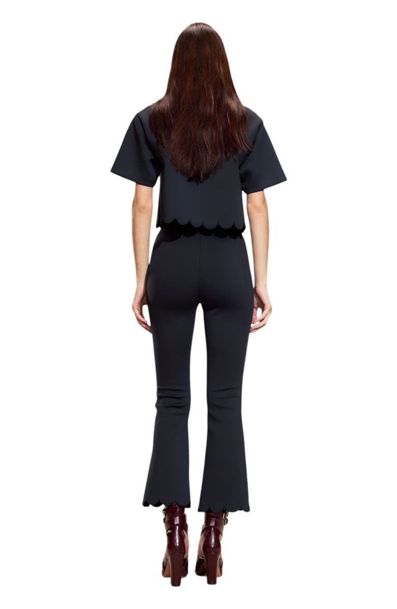 Cynthia Rowley Scallop Bonded Cropped Pants, Alternate, color, Black