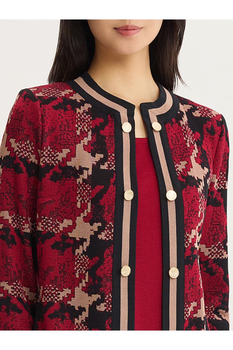 Heritage Houndstooth Knit Jacket, Alternate, color, Scarlet Red/Charmeuse/Black