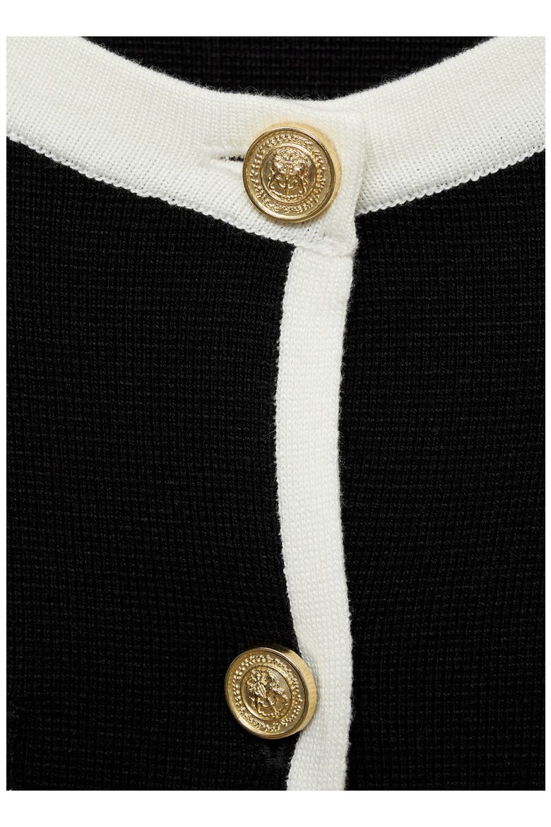 Contrast Trim Short Sleeve Cardigan, Alternate, color, BLACK