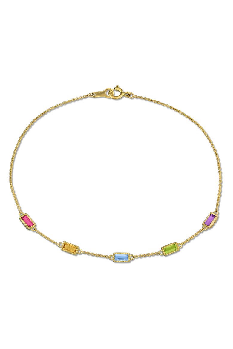 Multi-Gemstone Station Bracelet 10K, Main, color, Baguette