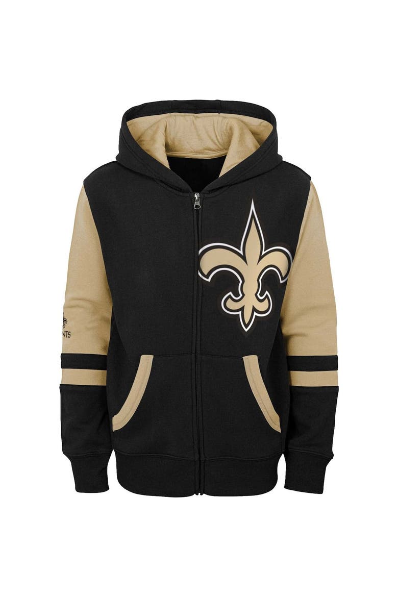 Youth Black New Orleans Saints Colorblock Full-Zip Hoodie, Alternate, color, Black