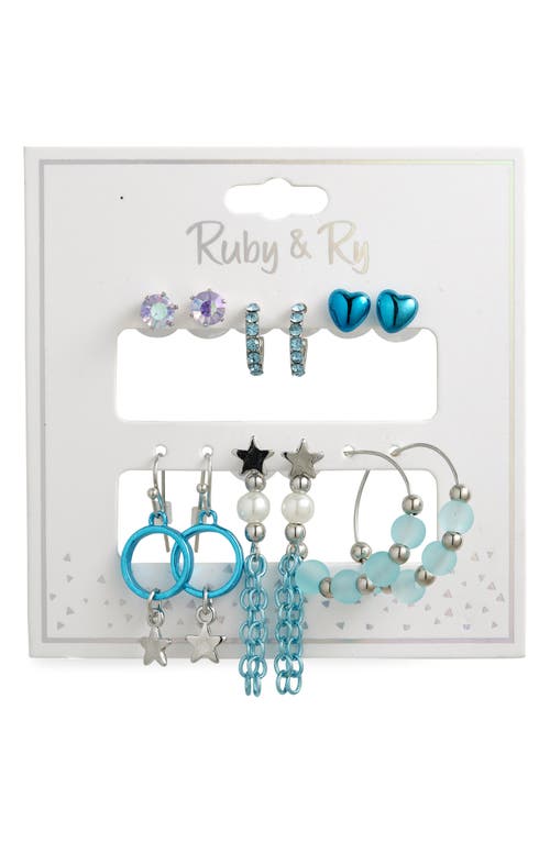 Ruby & Ry Kids' 6-Pack Assorted Earrings in Silver 