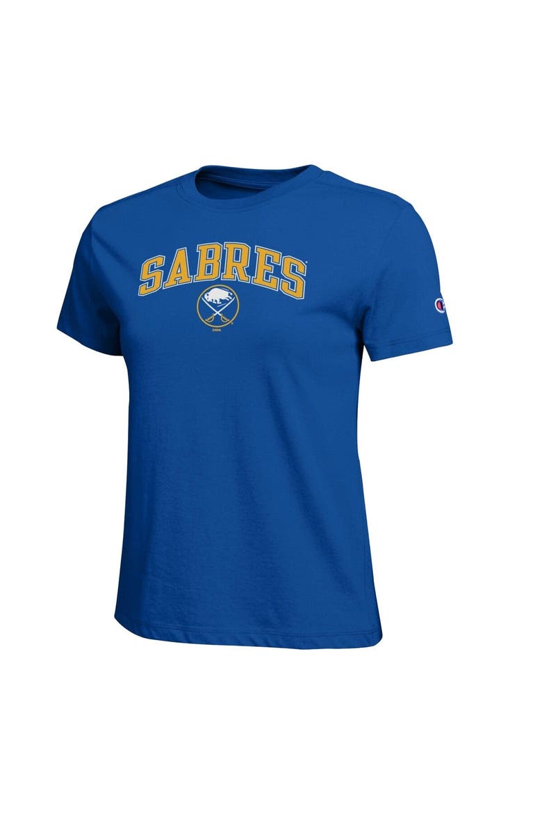 Women's Champion  Royal Buffalo Sabres Arch Mascot Logo T-Shirt, Alternate, color, Royal