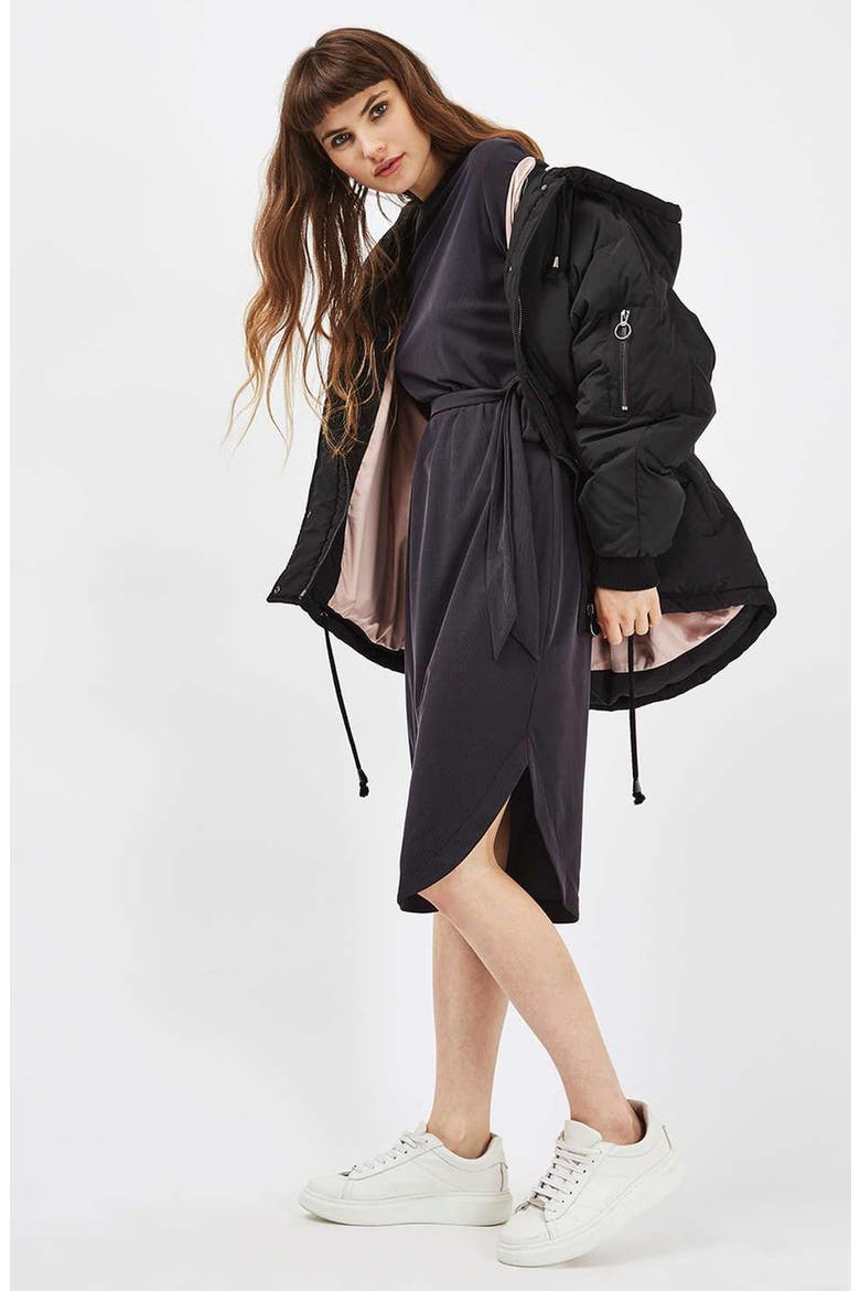 Ribbed Midi Dress, Alternate, color, BLACK