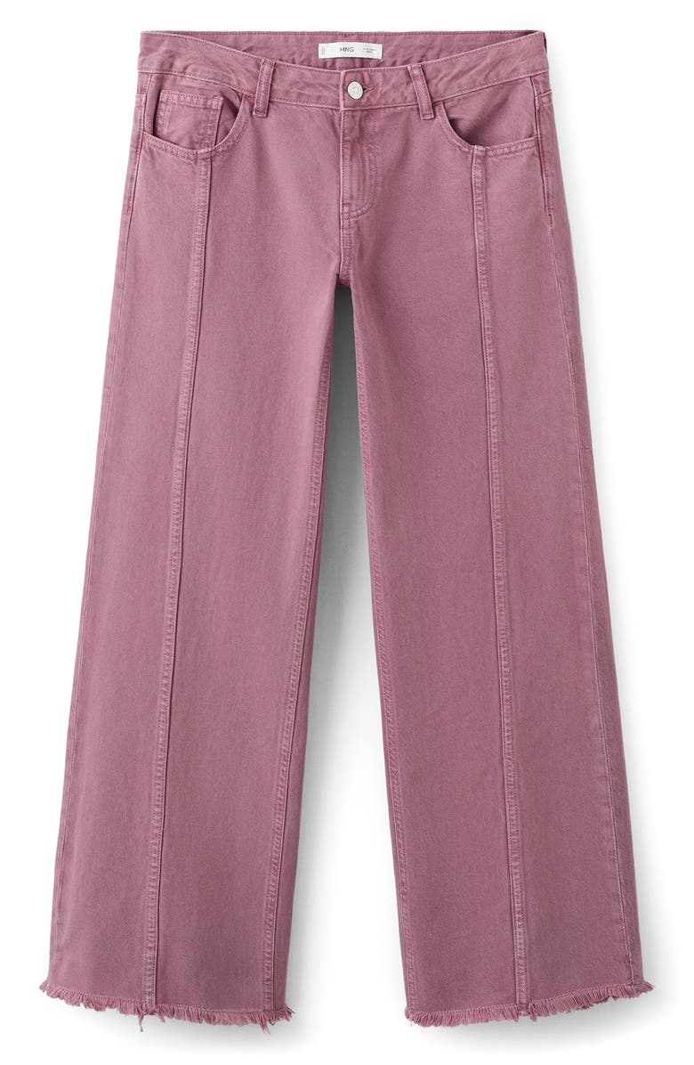 MANGO TEEN Frayed Seamed Low Rise Wide Leg Jeans, Alternate, color, Pink