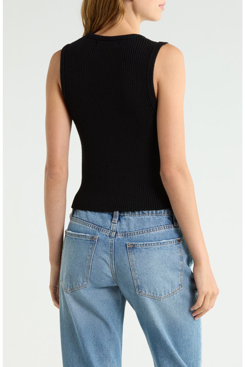 V-Neck Ribbed Sweater Vest, Alternate, color, BLACK
