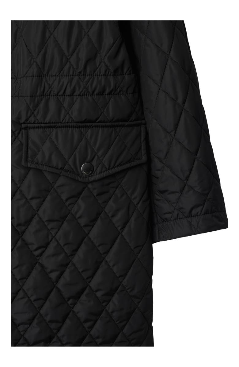 Burberry Quilted Nylon Hooded Coat, Alternate, color, Black