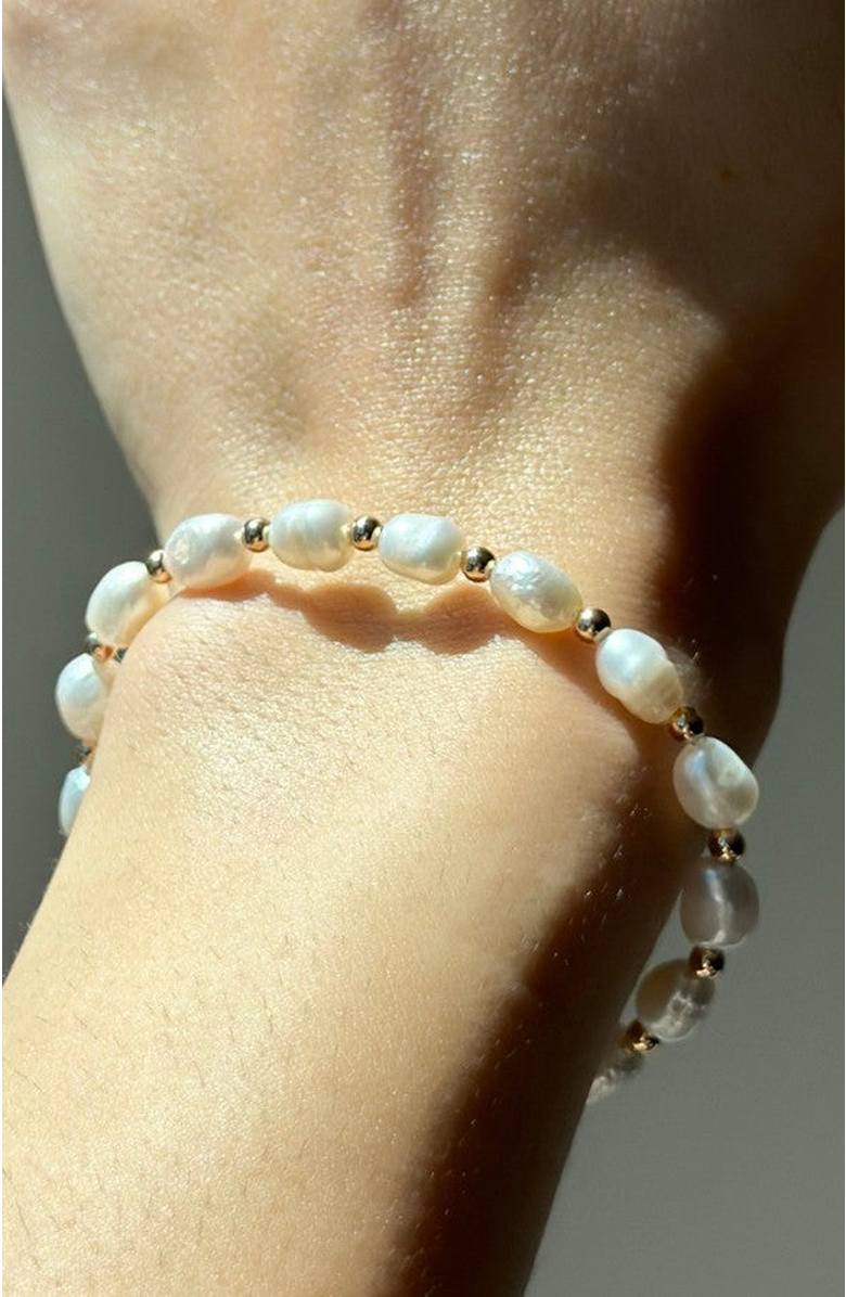 Little Sky Stone Avery Pearl Bead Bracelet, Alternate, color, White