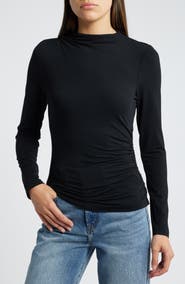 Rails Joelle Ruched Funnel Neck Top