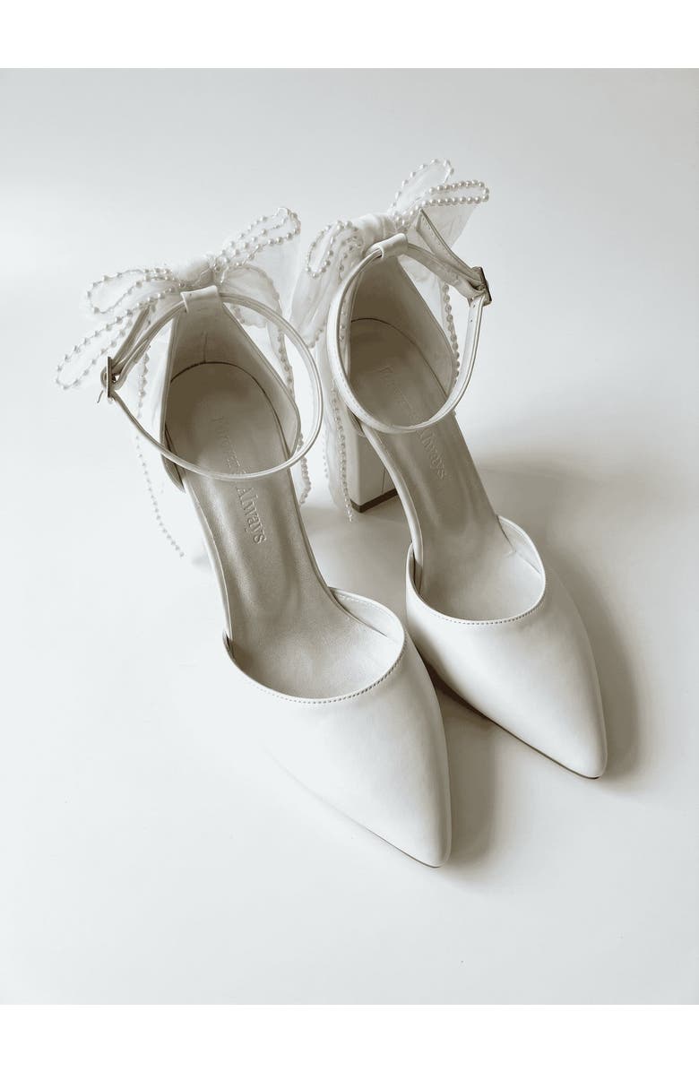 Forever & Always Shoes Elvienne Pointed Toe Block Heel Bridal Sandal, Alternate, color,
