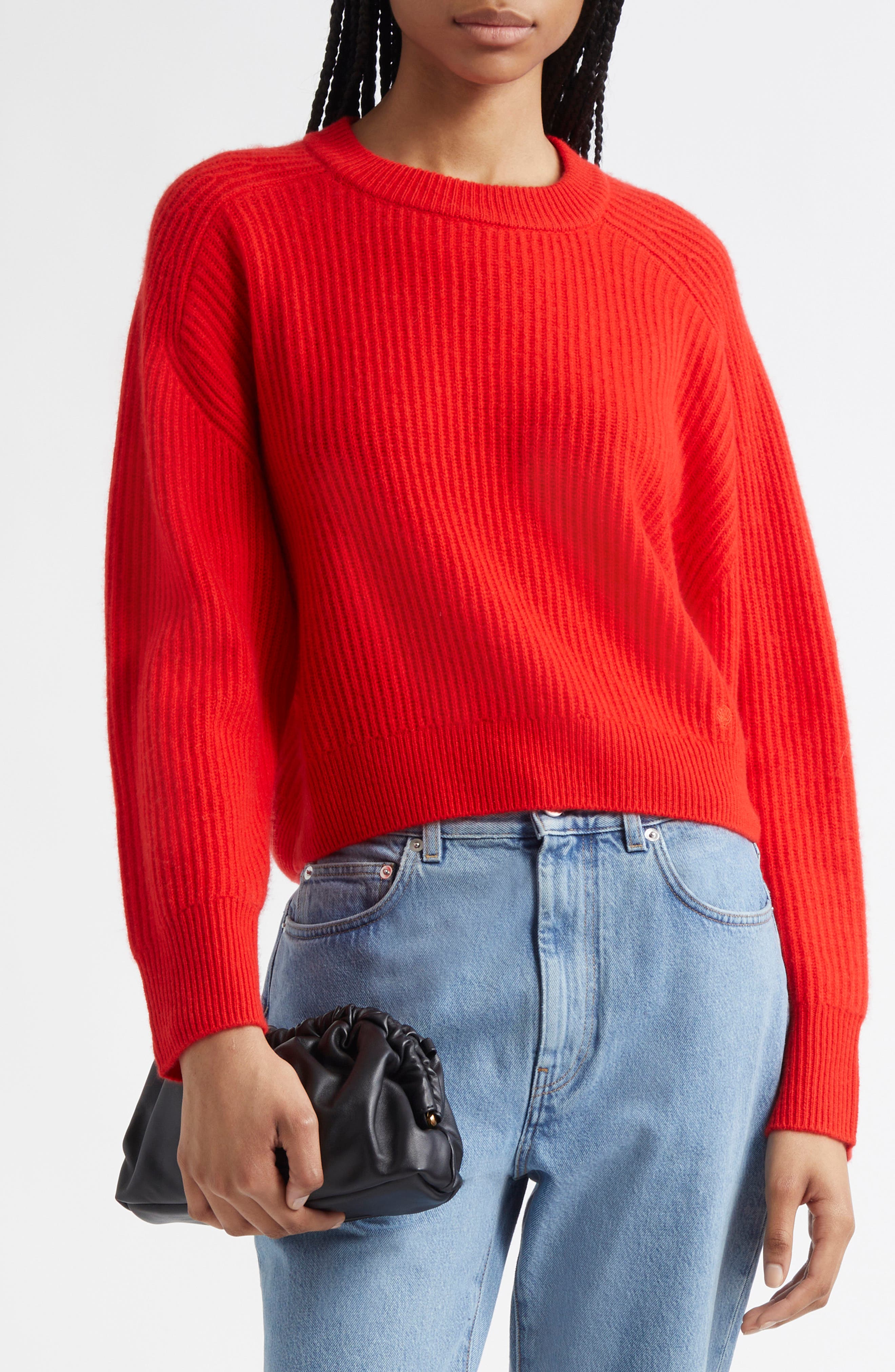 Mansur Gavriel Mini Cloud Leather Clutch, Alternate, color, Black/Flamma