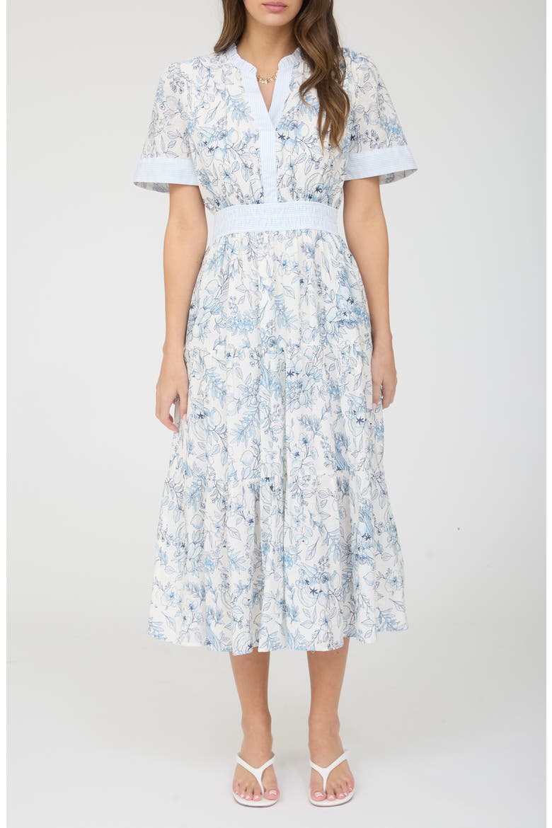 short sleeve midi dress women Gathered Waist Short Sleeve Midi Dress