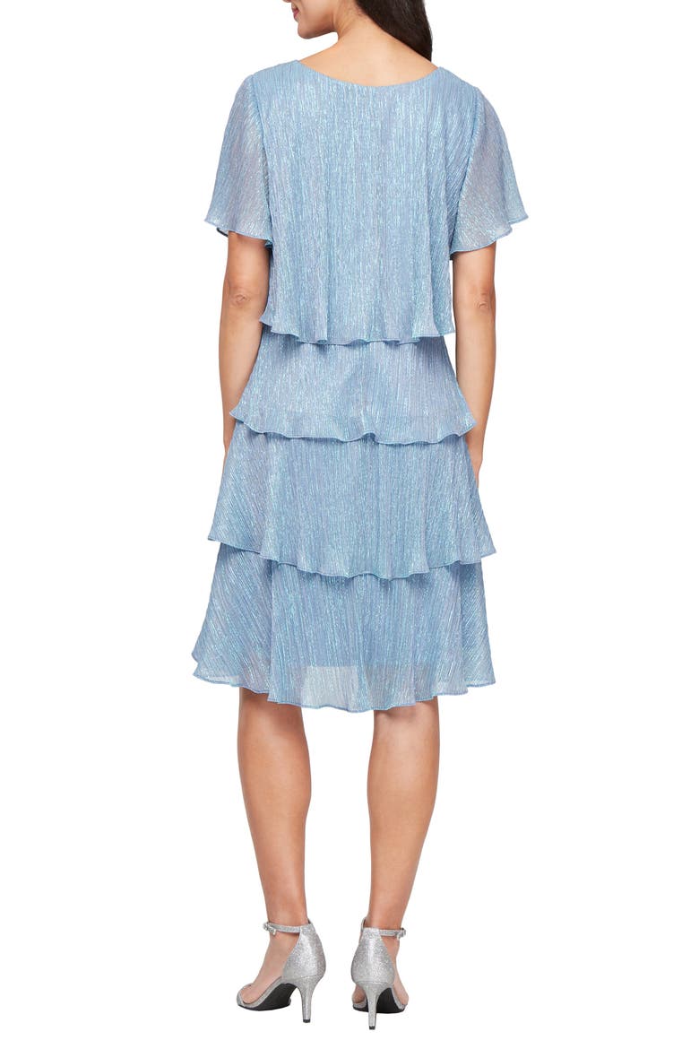 Tiered Shimmer Metallic Flutter Sleeve Dress, Alternate, color, HYDRANGEA