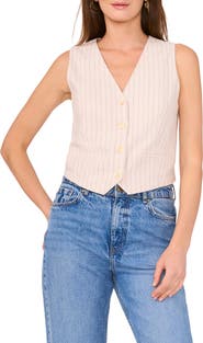 Vince Camuto Pinstripe Cotton & Linen Vest