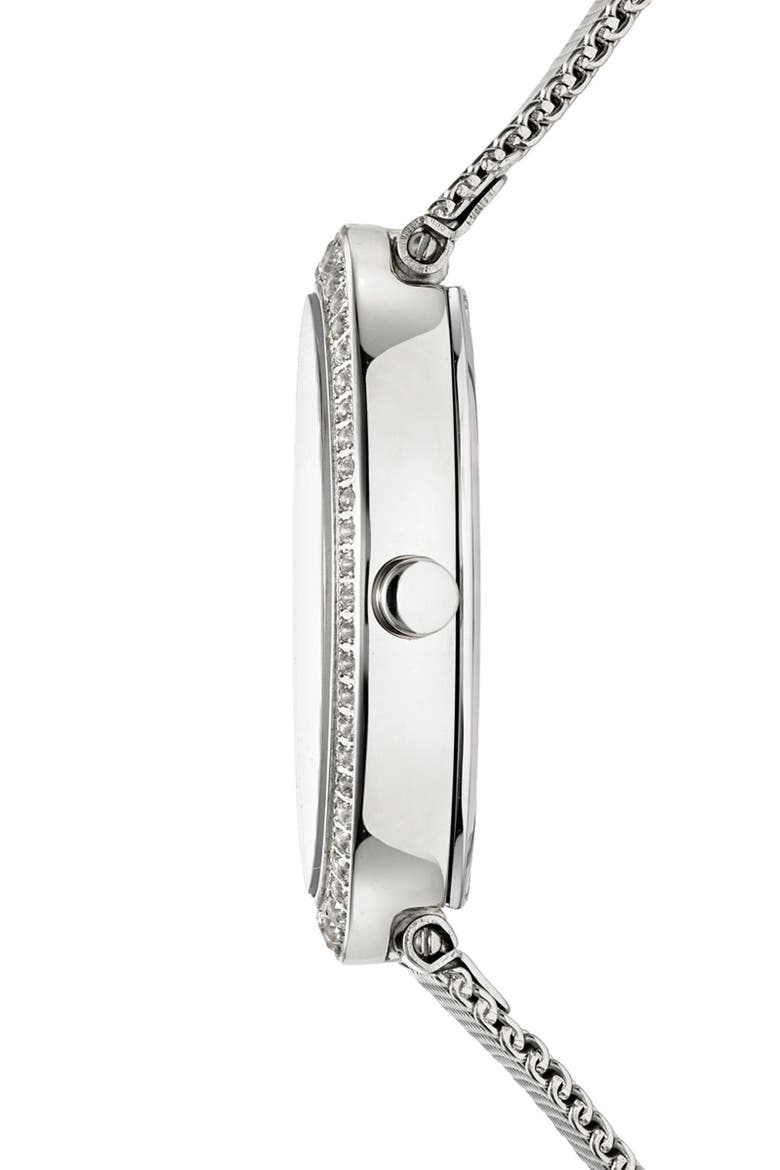 Women's Eloise Oval Guilloche Dial Topaz Stainless Steel Watch, Alternate, color, SILVER