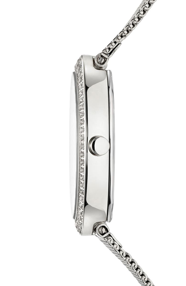 PORSAMO BLEU Women's Eloise Oval Guilloche Dial Topaz Stainless Steel Watch, Alternate, color, Silver