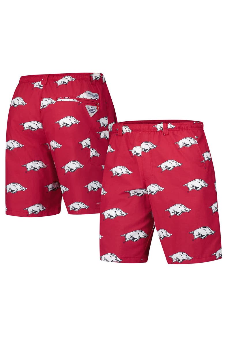 Men's Columbia Cardinal Arkansas Razorbacks PFG Backcast™ III Omni-Shade™ Shorts, Alternate, color, Cardinal
