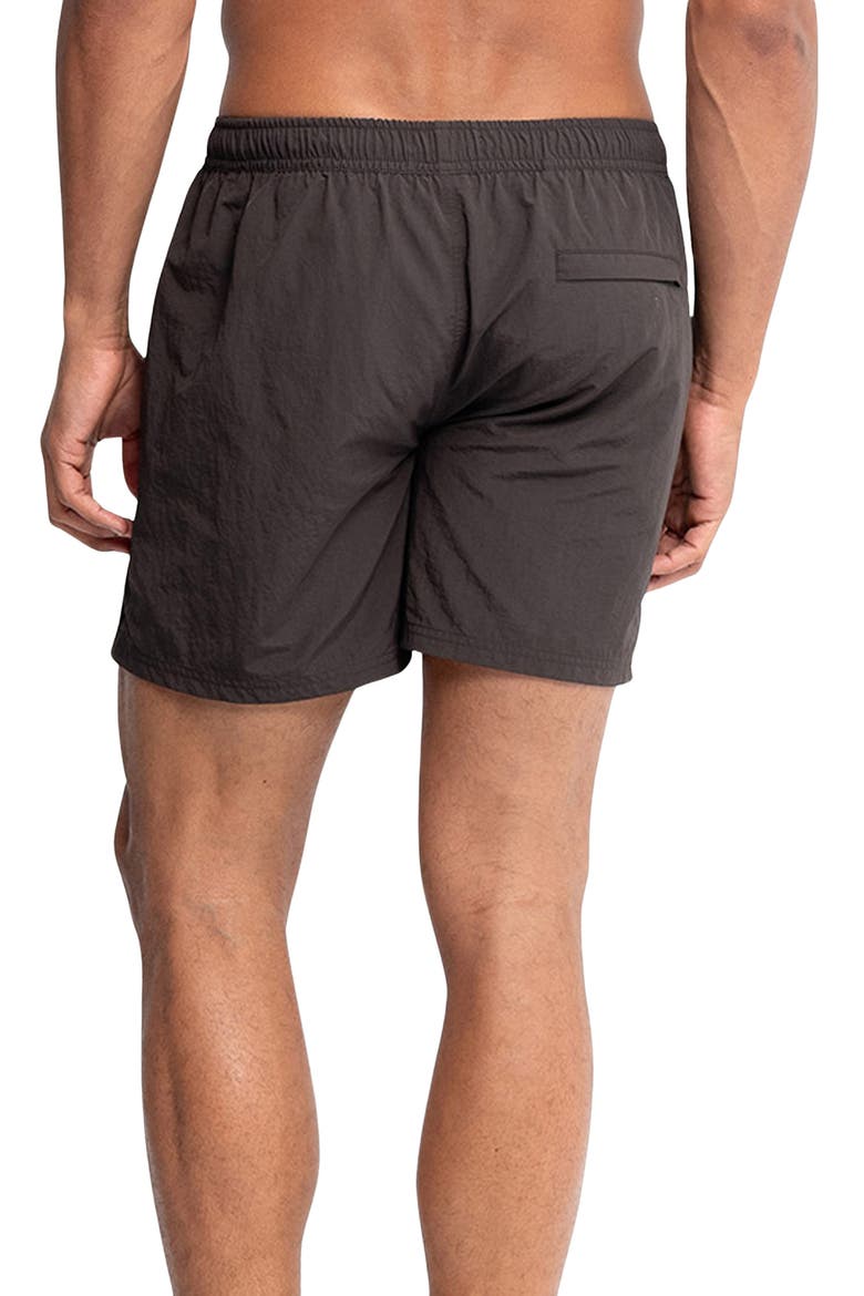 Sebastian Solid 5.5-Inch Nylon Swim Trunks, Alternate, color, MOLINO/ BROWN