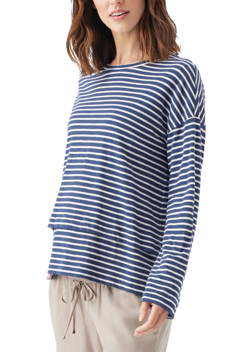 Claudette Long Sleeve Nursing Top, Alternate, color, Ink / White