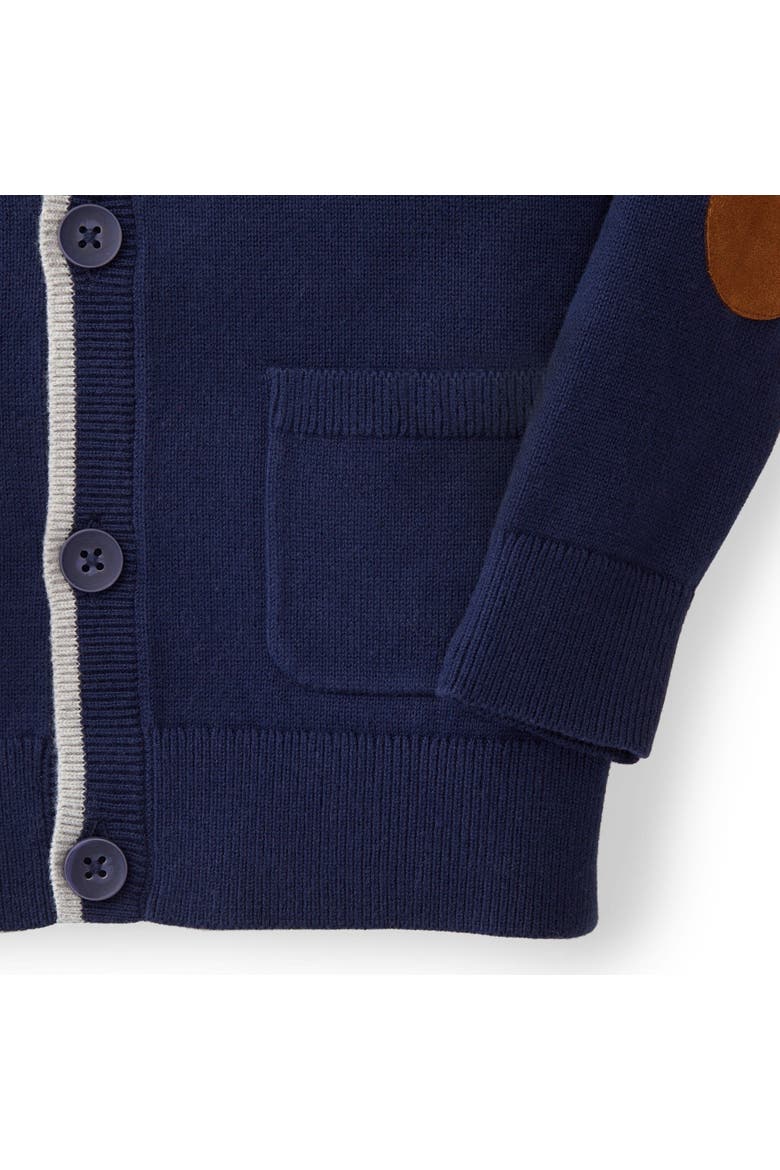 Baby Boys' Organic Tipped Cardigan with Elbow Patches, Infant, Alternate, color, Navy