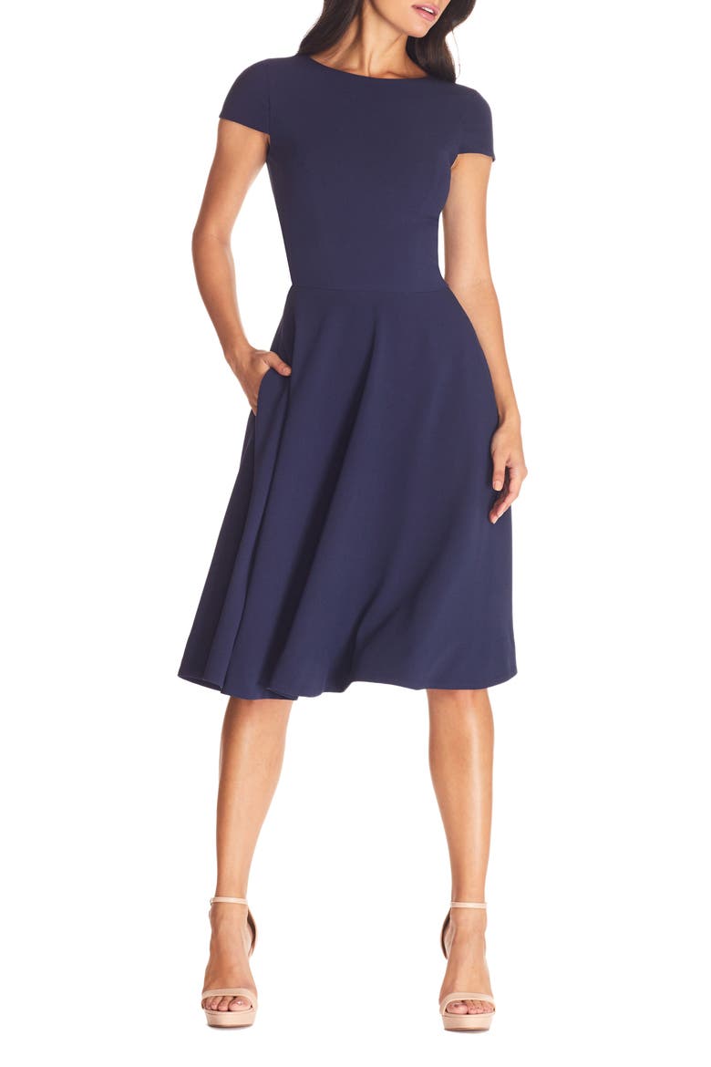 Livia Fit & Flare Dress, Main, color, MIDNIGHT