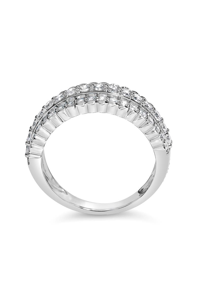 Silver 1.0 cttw Lab Grown Diamond 3 Row Band Ring, Alternate, color, White