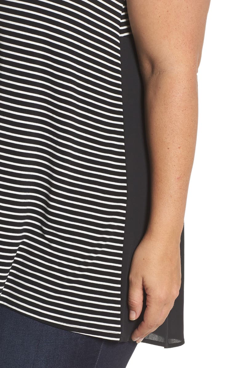 Vince Camuto Stripe Mixed Media Turtleneck, Alternate, color, 