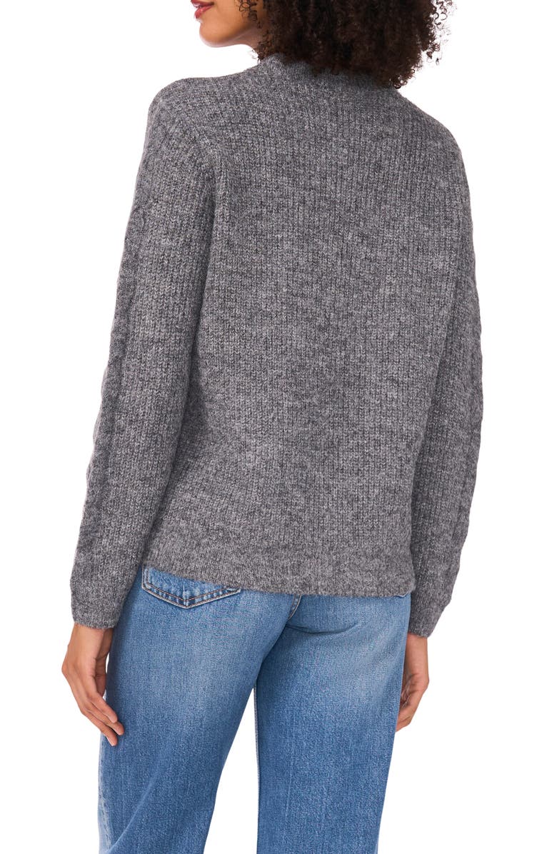 1.STATE Cable Knit Sleeve Sweater, Alternate, color, Medium Heather Grey
