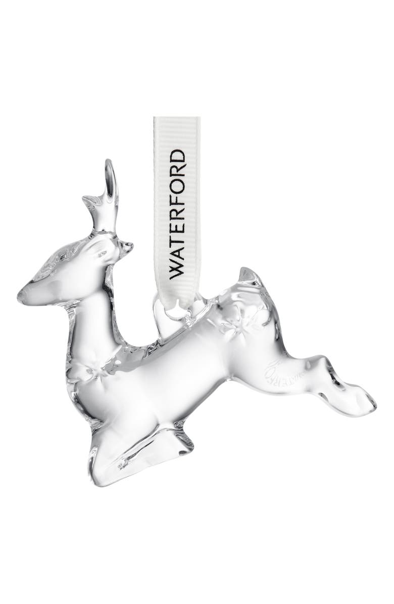 Waterford Mini Reindeer Crystal Ornament, Main, color,
