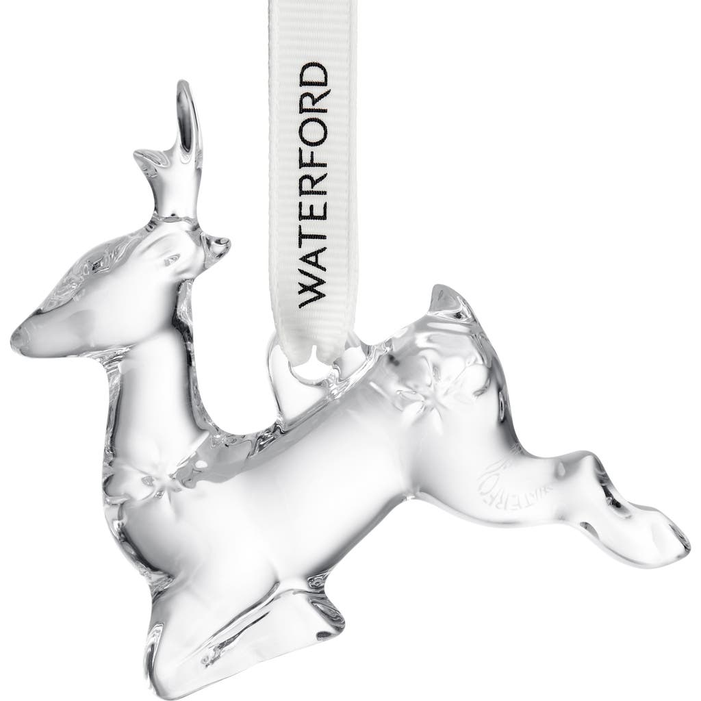 Waterford Mini Reindeer Crystal Ornament In Transparent