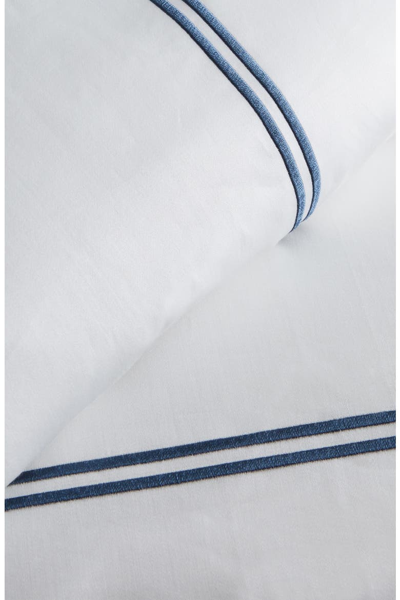 Dual Stripe Embroidered 600 Thread Count Cotton Sheet Set, Alternate, color, NAVY