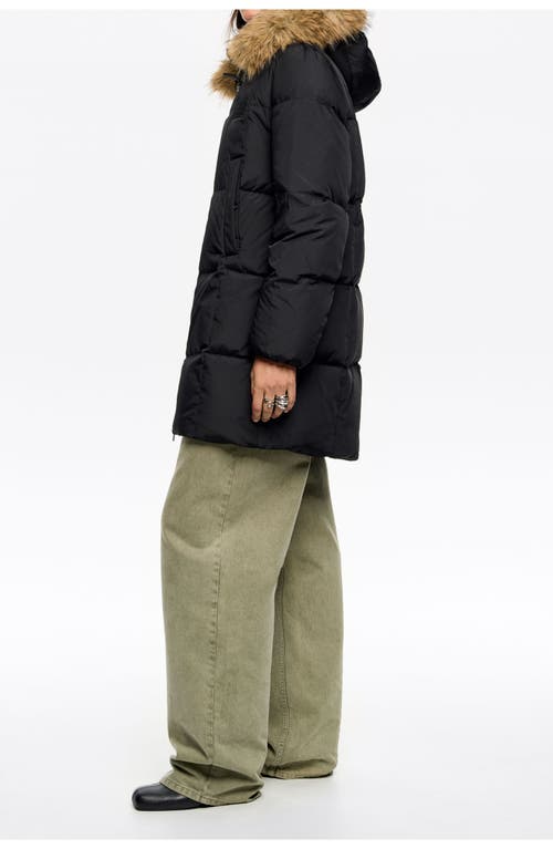 Bimba Y Lola Tailored Down Coat With Fur Hood In Multi
