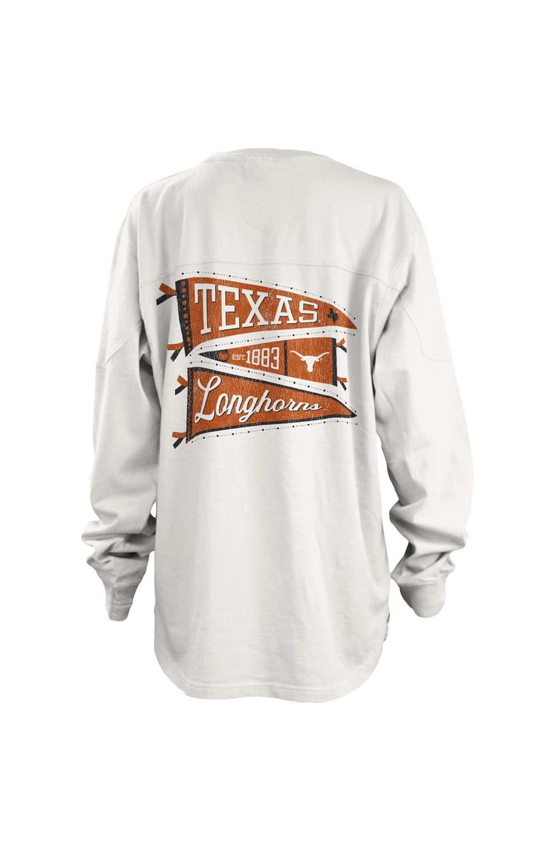 PRESSBOX Women's Pressbox White Texas Longhorns Pennant Stack Oversized Long Sleeve T-Shirt, Alternate, color,