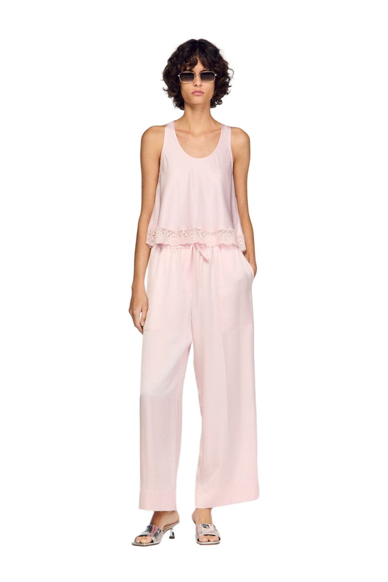 Satin top with lace, Alternate, color, Light pink