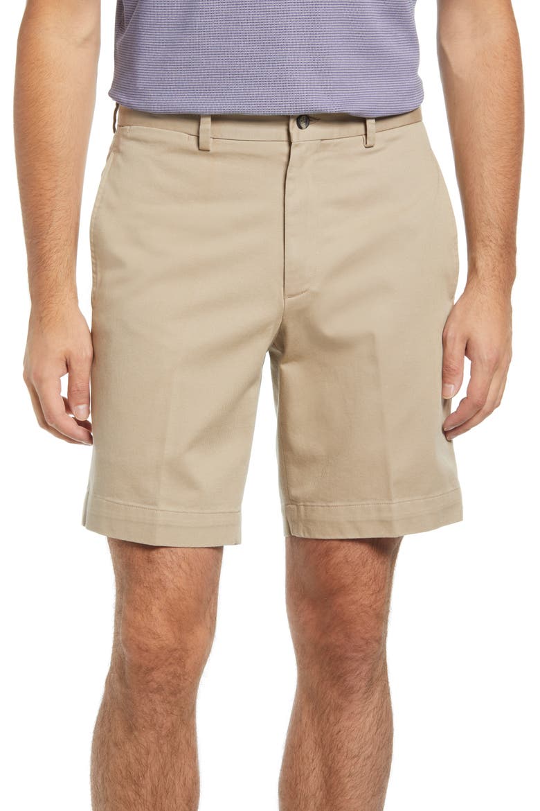 Charleston Khakis Flat Front Chino Shorts, Main, color, KHAKI