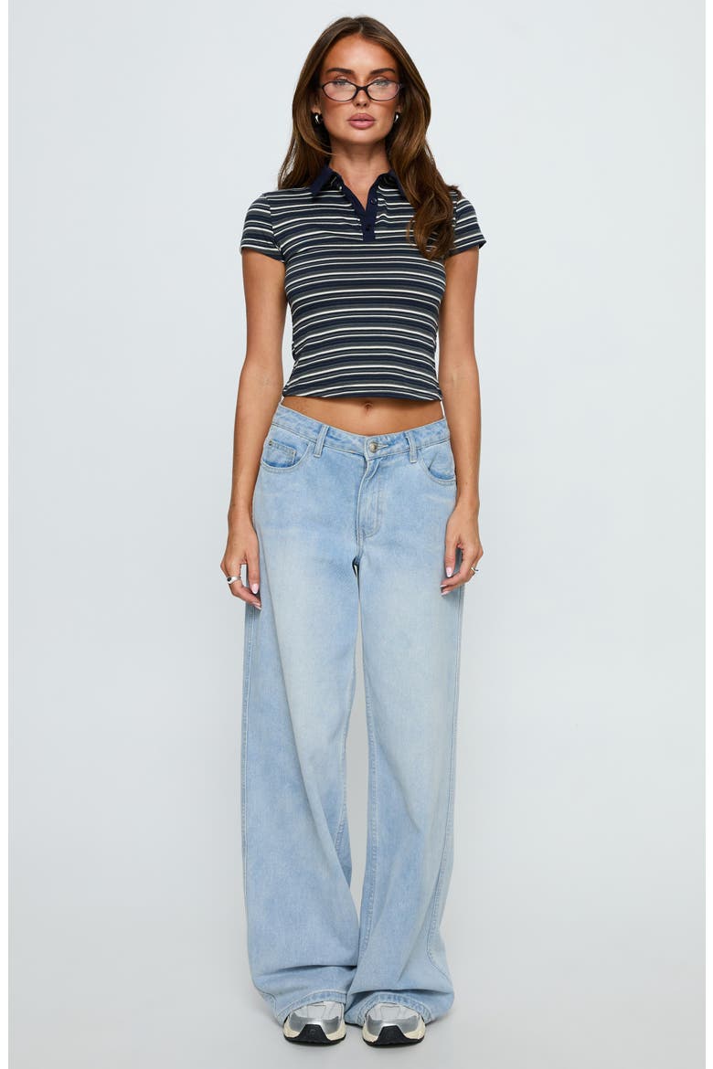 Sylvanna Stripe Cotton Blend Polo, Alternate, color, NAVY STRIPE